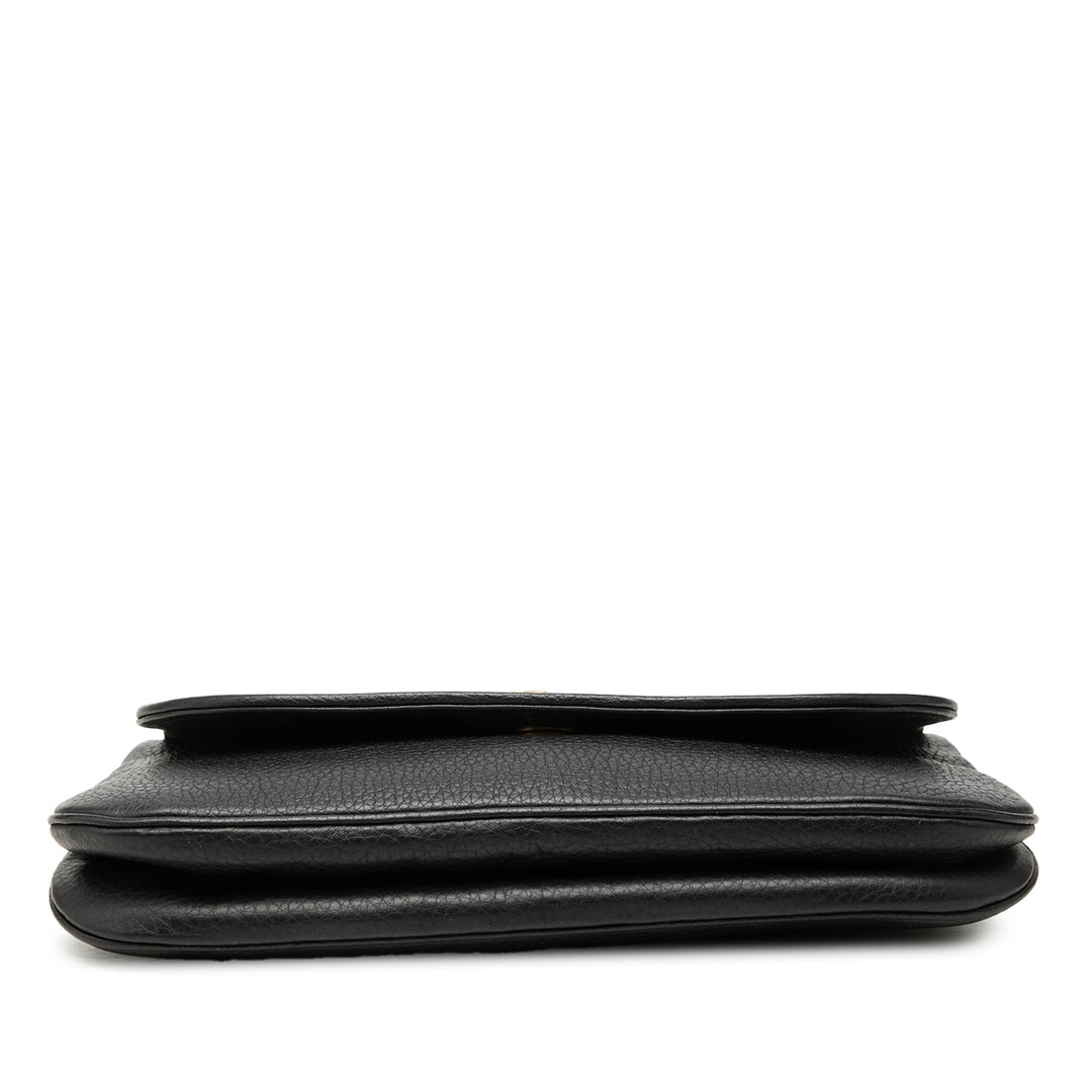 1973 Chaîne Sac Moyen Cuir de veau Noir