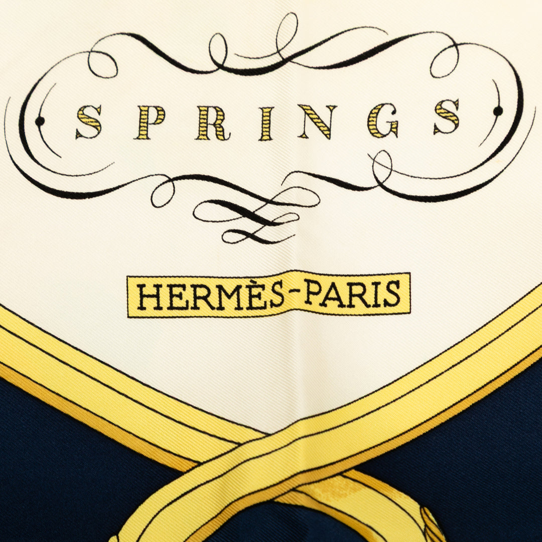 Hermès Springs Soie Foulard 90 Bleu – GABY PARIS Authentique