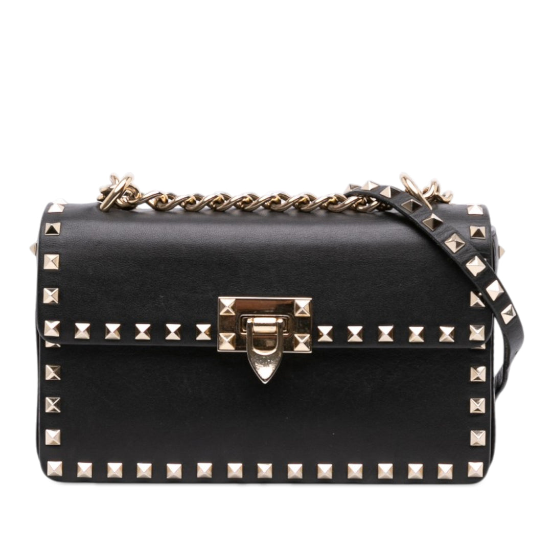 Rockstud Flip Lock Chaîne Sac Petit Noir