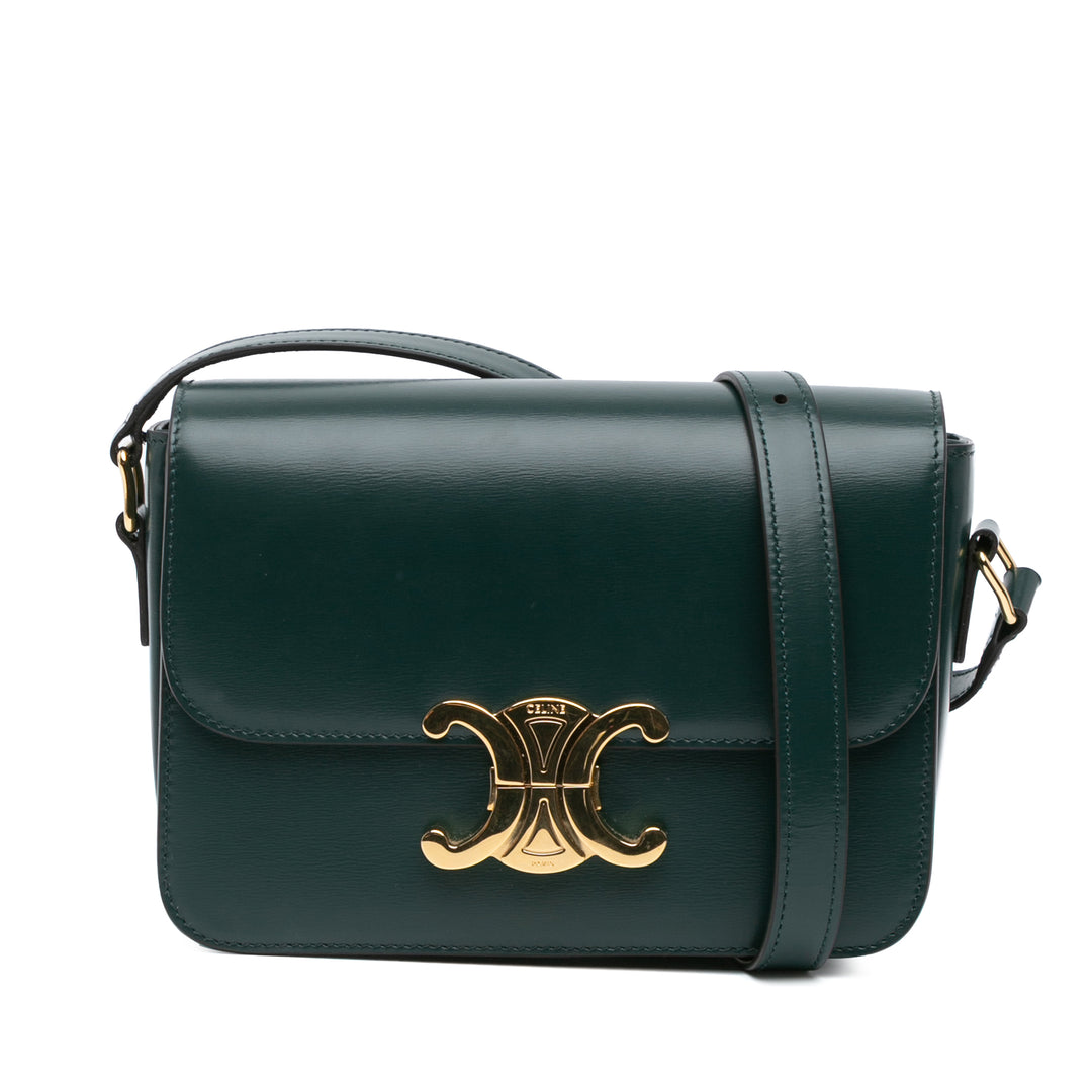 Teen Shiny Calfskin Triomphe Crossbody Green - Gaby Paris