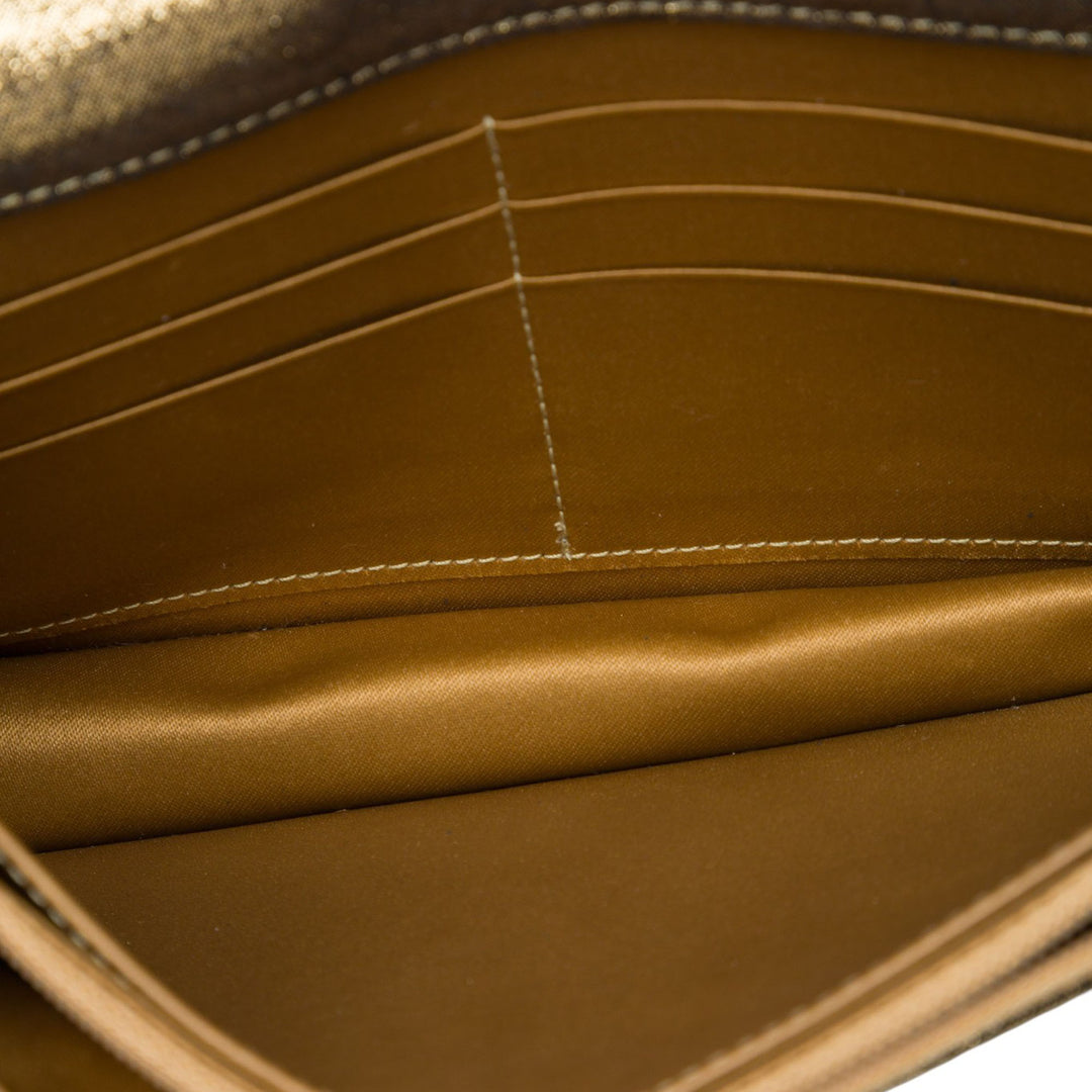Matelassé Irisé Tartan Bouton Wallet on Chain Cuir d'agneau Doré