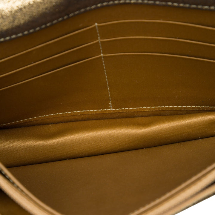 Matelassé Irisé Tartan Bouton Wallet on Chain Cuir d'agneau Doré