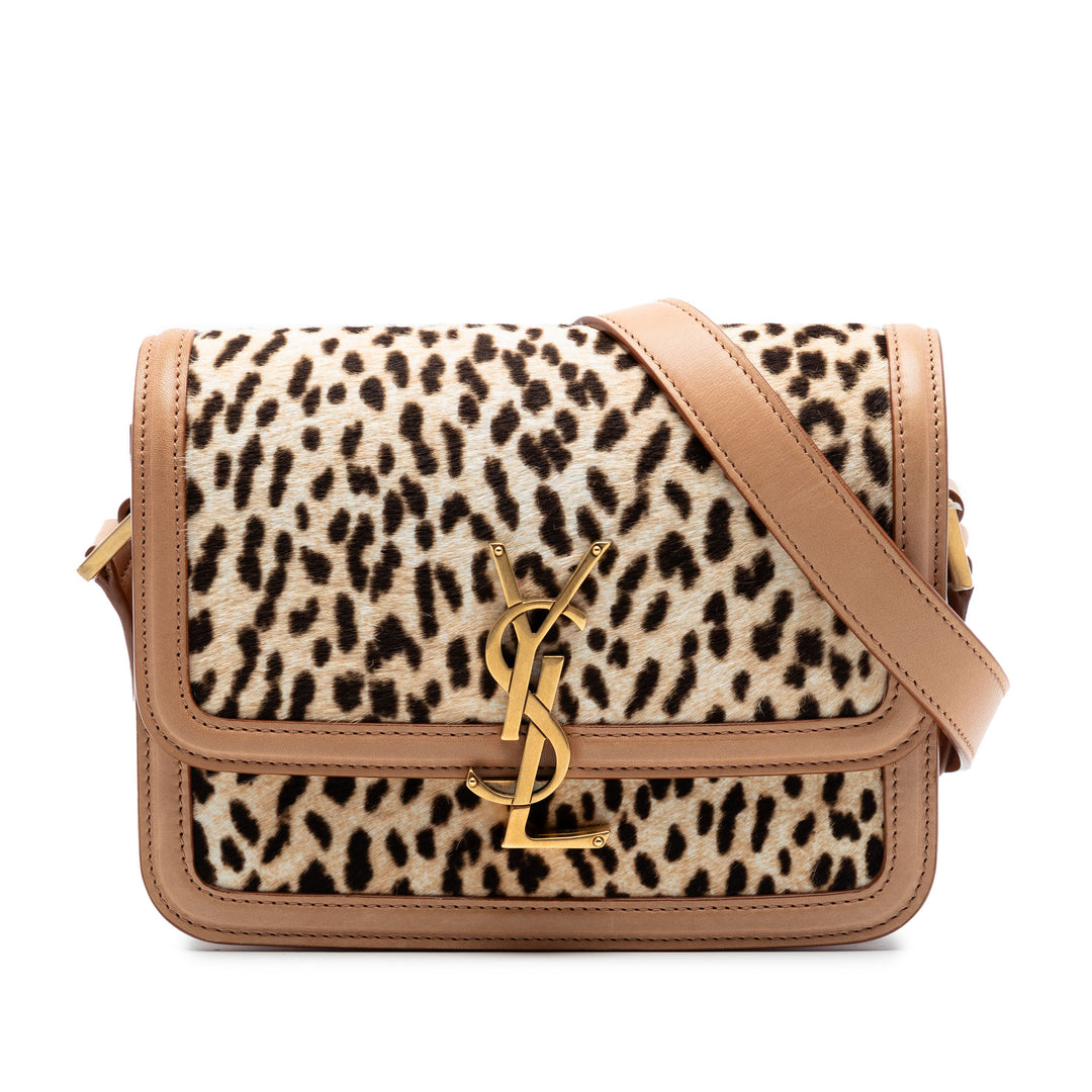 Saint Laurent Small Veau Hair Leopard Print Solferino Sac In Boîte