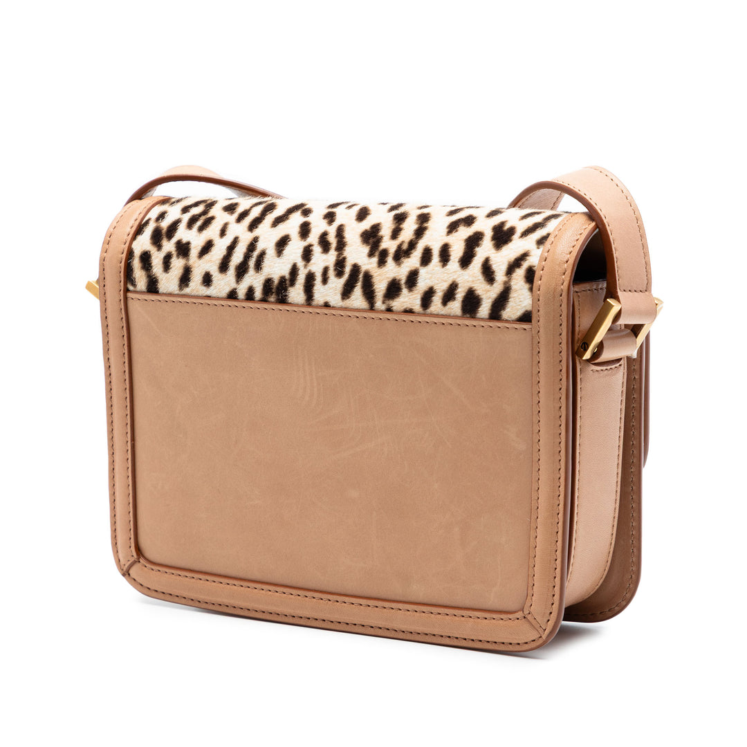 Saint Laurent Small Veau Hair Leopard Print Solferino Sac In Boîte