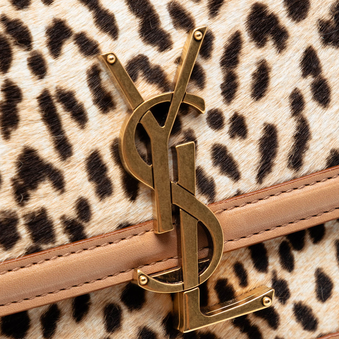 Saint Laurent Small Veau Hair Leopard Print Solferino Sac In Boîte