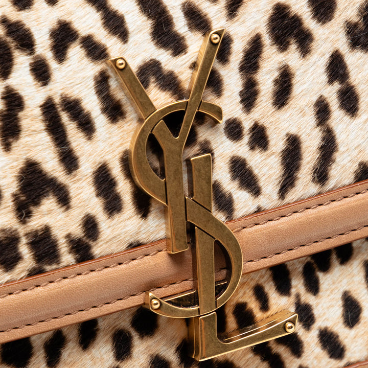 Saint Laurent Small Veau Hair Leopard Print Solferino Sac In Boîte
