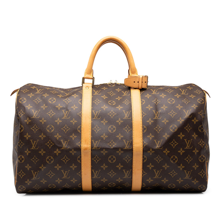 Louis Vuitton Sac de voyage Keepall 50 Monogram Marron – vue principale – GABY PARIS