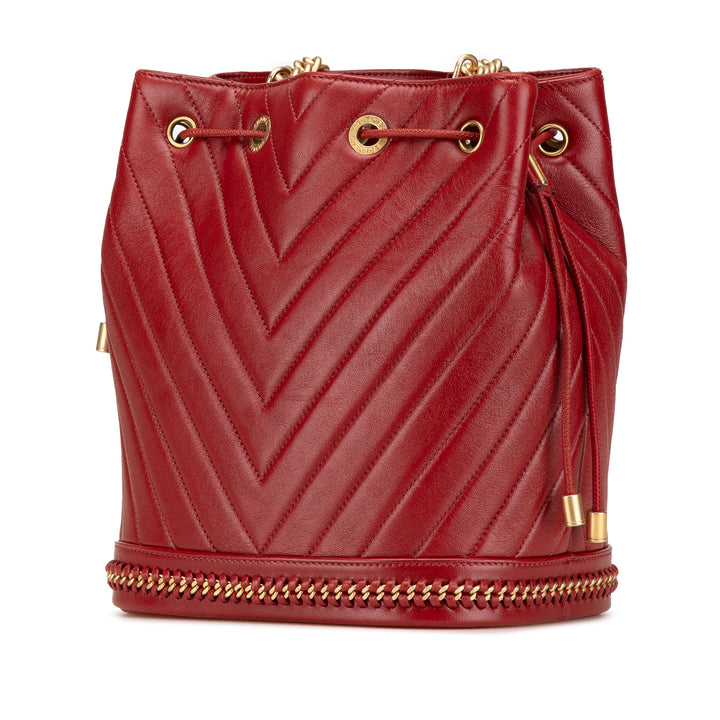 Paris Cosmopolite Medium Chevron Lambskin Bucket Bag Red - Gaby Paris