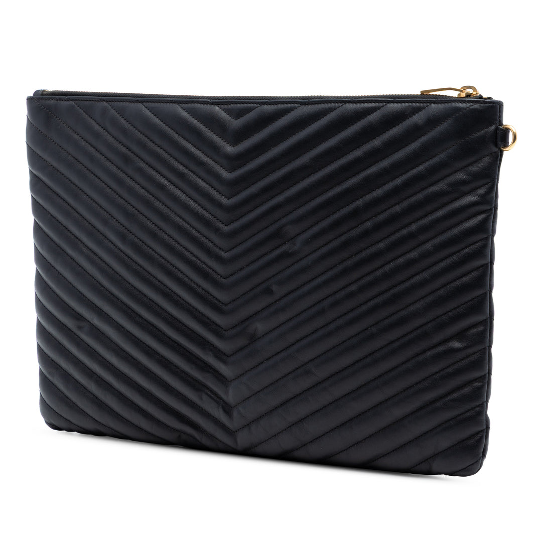 Saint Laurent Matelassé Chevron Cuir Monogram Document Holder