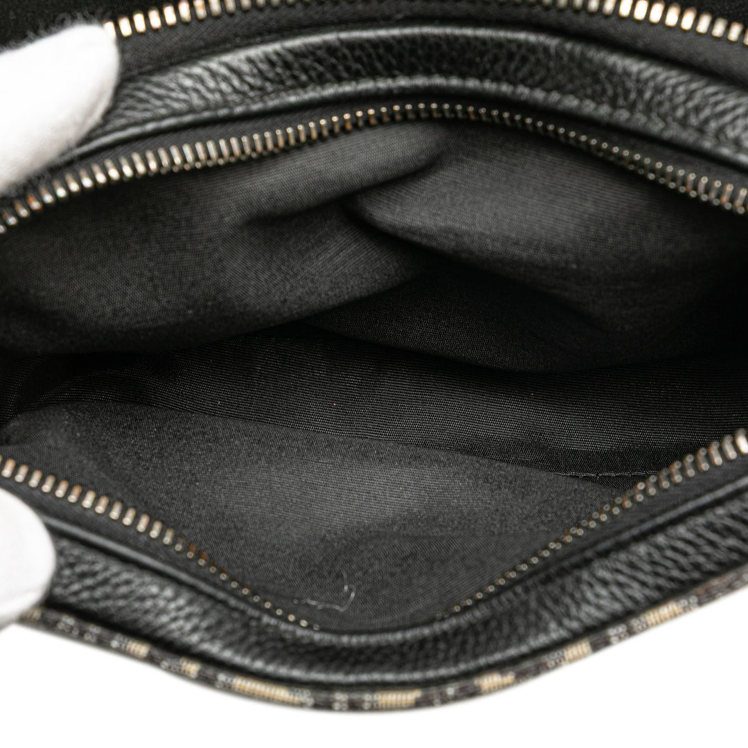 Oblique Canvas Zipped Pouch with Strap Blue - Gaby Paris