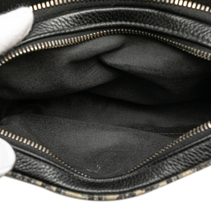 Oblique Canvas Zipped Pouch with Strap Blue - Gaby Paris