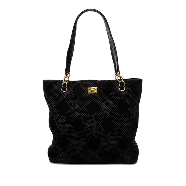 Chanel CC Surpiqué Daim Cabas