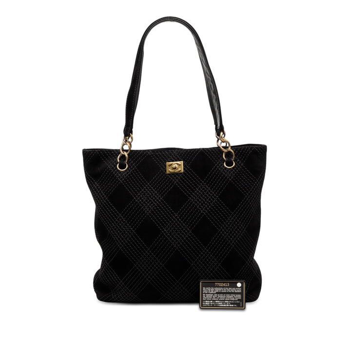 Chanel CC Surpiqué Daim Cabas