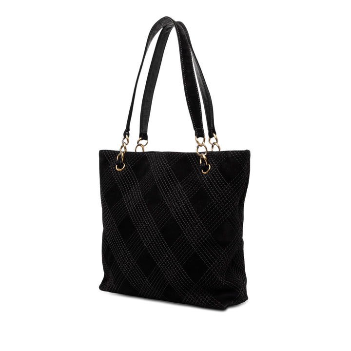 Chanel CC Surpiqué Daim Cabas