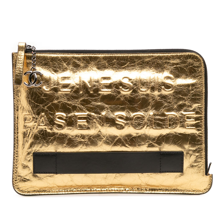 Chanel Metallic Cuir d’agneau Je Ne Suis Pas En Solde Pochette
