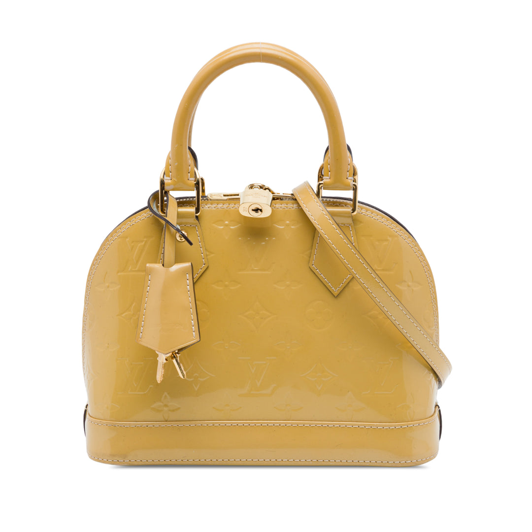 Louis Vuitton Alma BB Cuir verni Monogram Jaune – vue principale – GABY PARIS