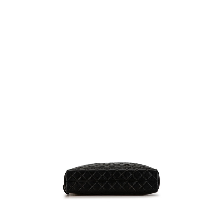 Quilted Lambskin Chain Shoulder Bag Black - Gaby Paris