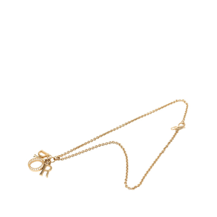 Dior plaqué Strass Logo Pendant Collier