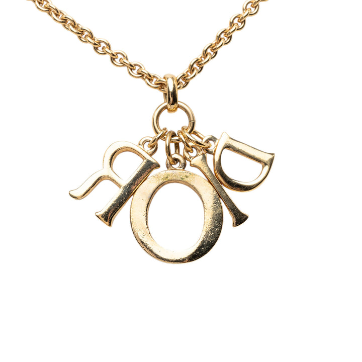 Dior plaqué Strass Logo Pendant Collier