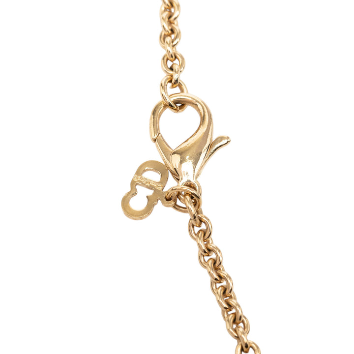 Dior plaqué Strass Logo Pendant Collier