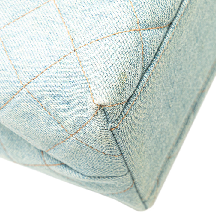 Denim Kelly Top Handle Bag Blue - Gaby Paris
