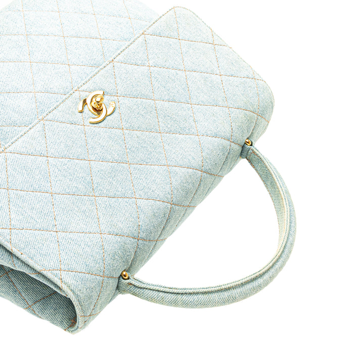 Denim Kelly Top Handle Bag Blue - Gaby Paris
