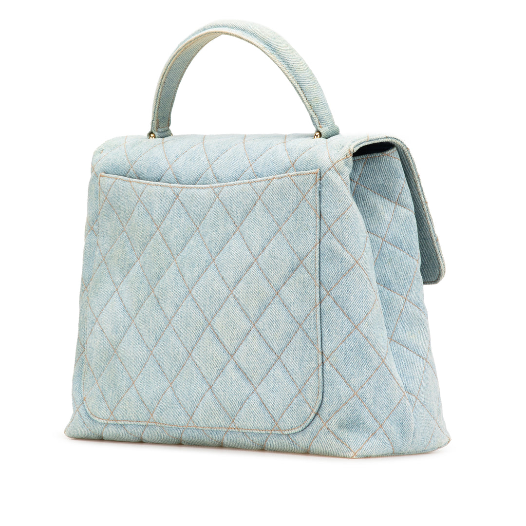 Denim Kelly Top Handle Bag Blue - Gaby Paris