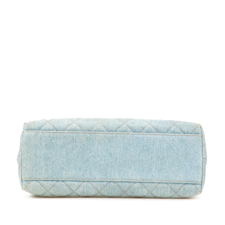 Denim Kelly Top Handle Bag Blue - Gaby Paris