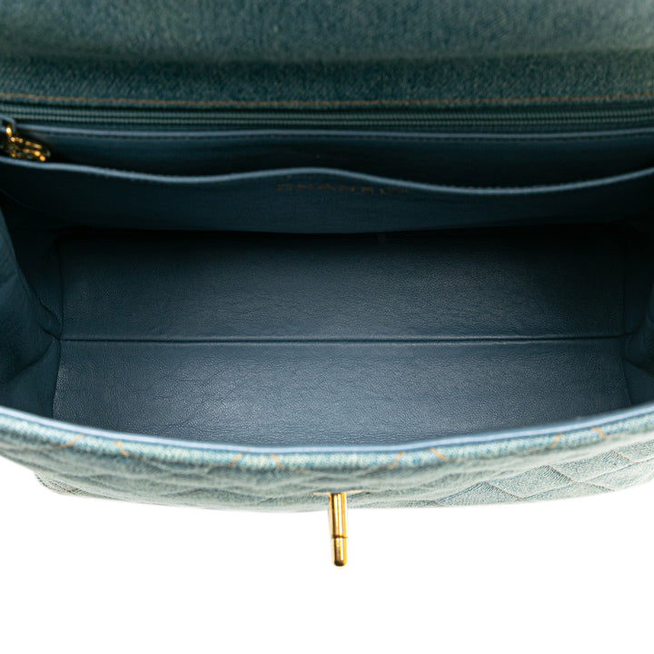 Denim Kelly Top Handle Bag Blue - Gaby Paris