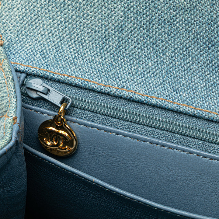 Denim Kelly Top Handle Bag Blue - Gaby Paris