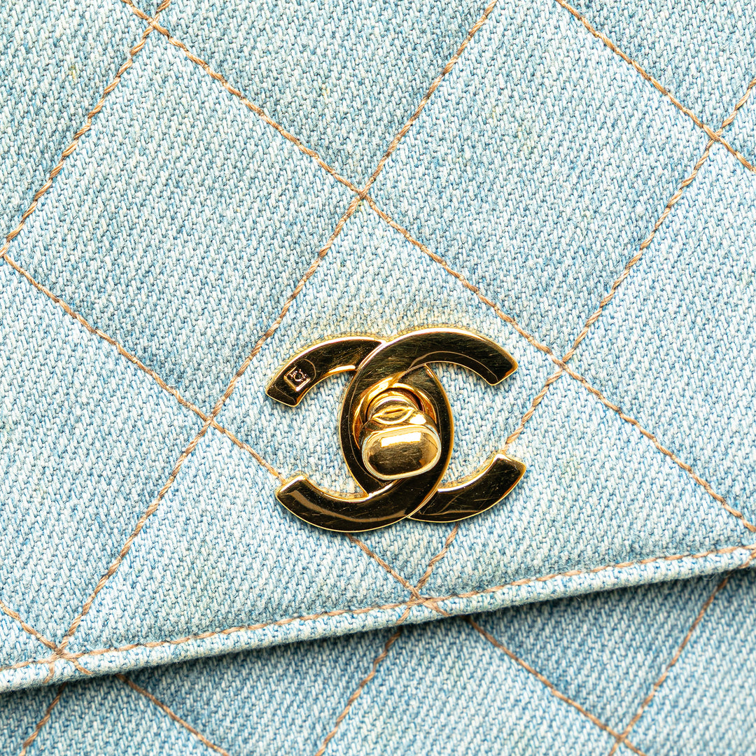 Denim Kelly Top Handle Bag Blue - Gaby Paris