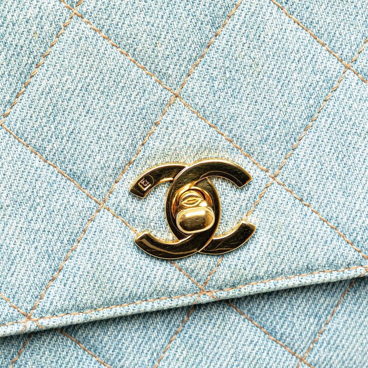 Denim Kelly Top Handle Bag Blue - Gaby Paris