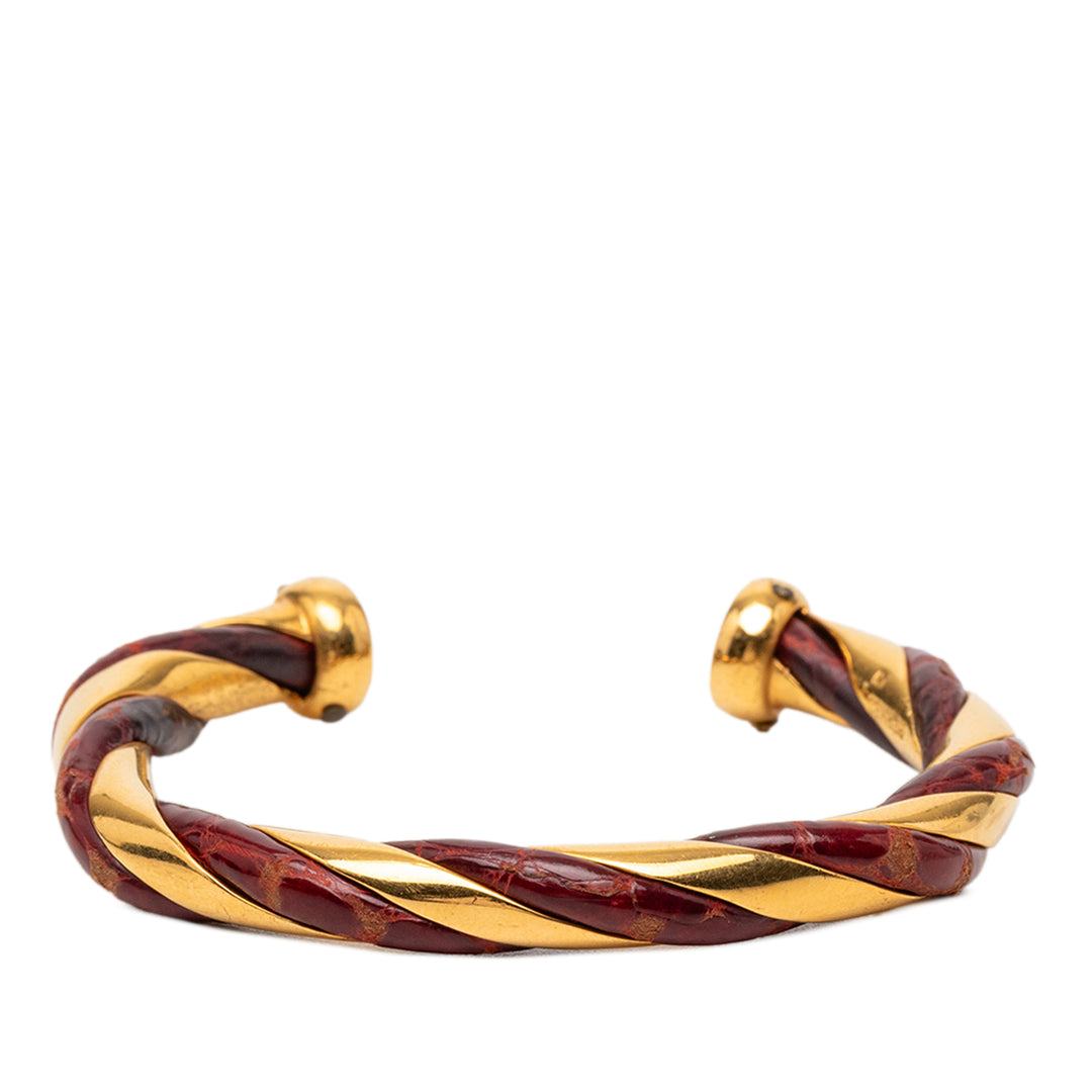 Hermès plaqué et Twisted Cuff Bracelet Cuir