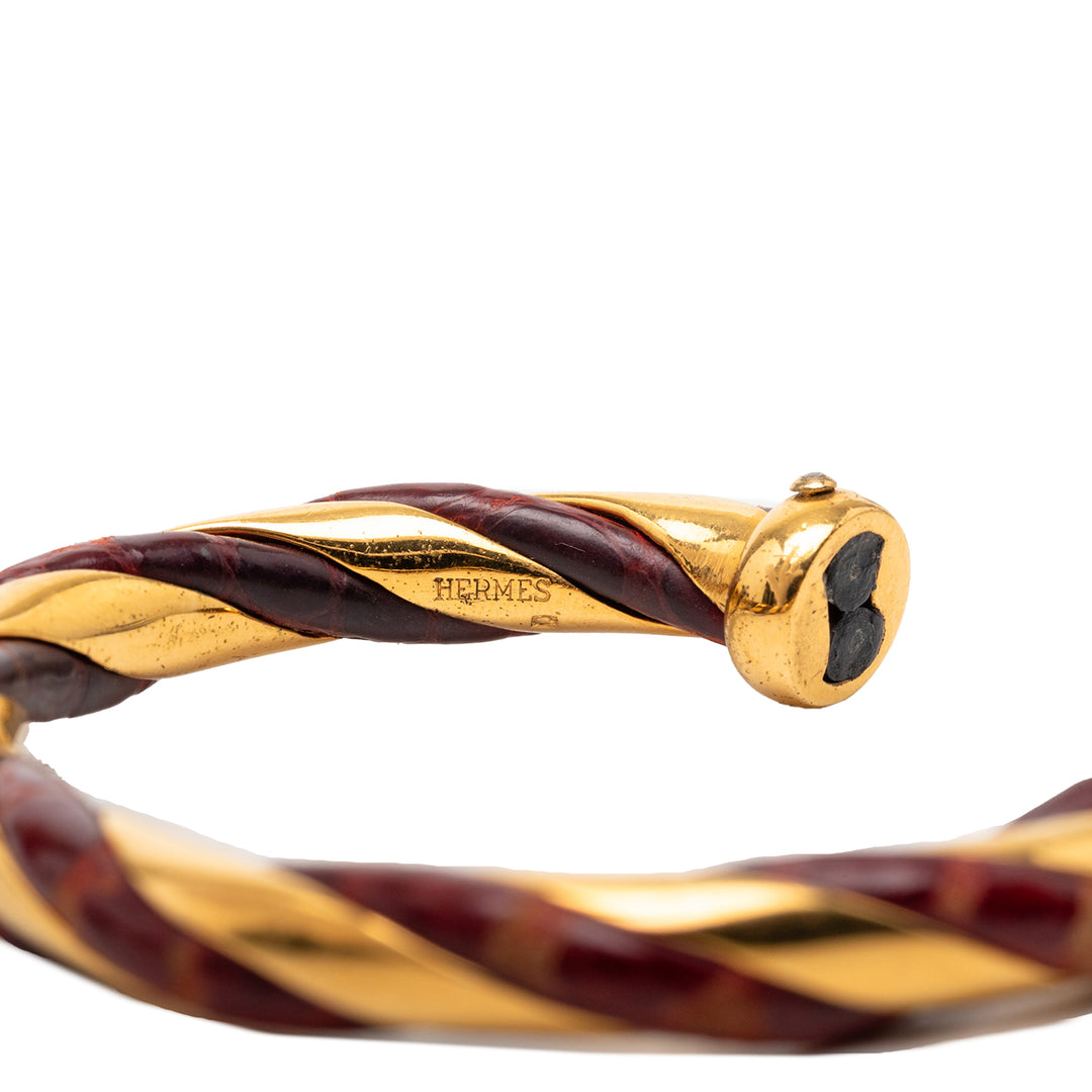 Hermès plaqué et Twisted Cuff Bracelet Cuir