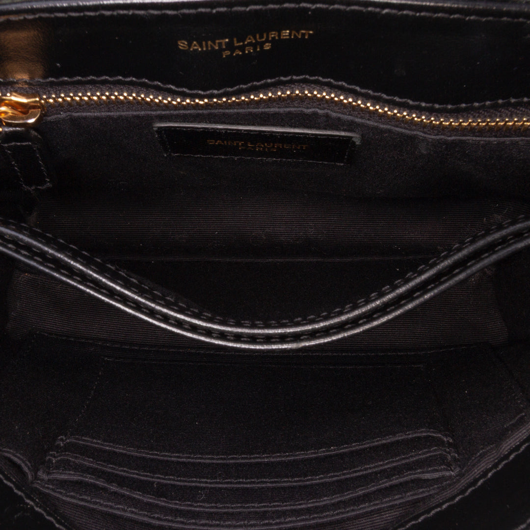 Saint Laurent Toy Cuir Monogram LouLou Sac porté croisé Noir