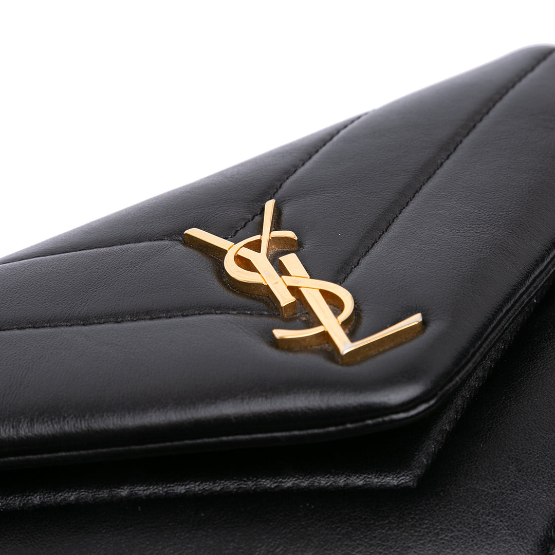 Saint Laurent Toy Cuir Monogram LouLou Sac porté croisé Noir
