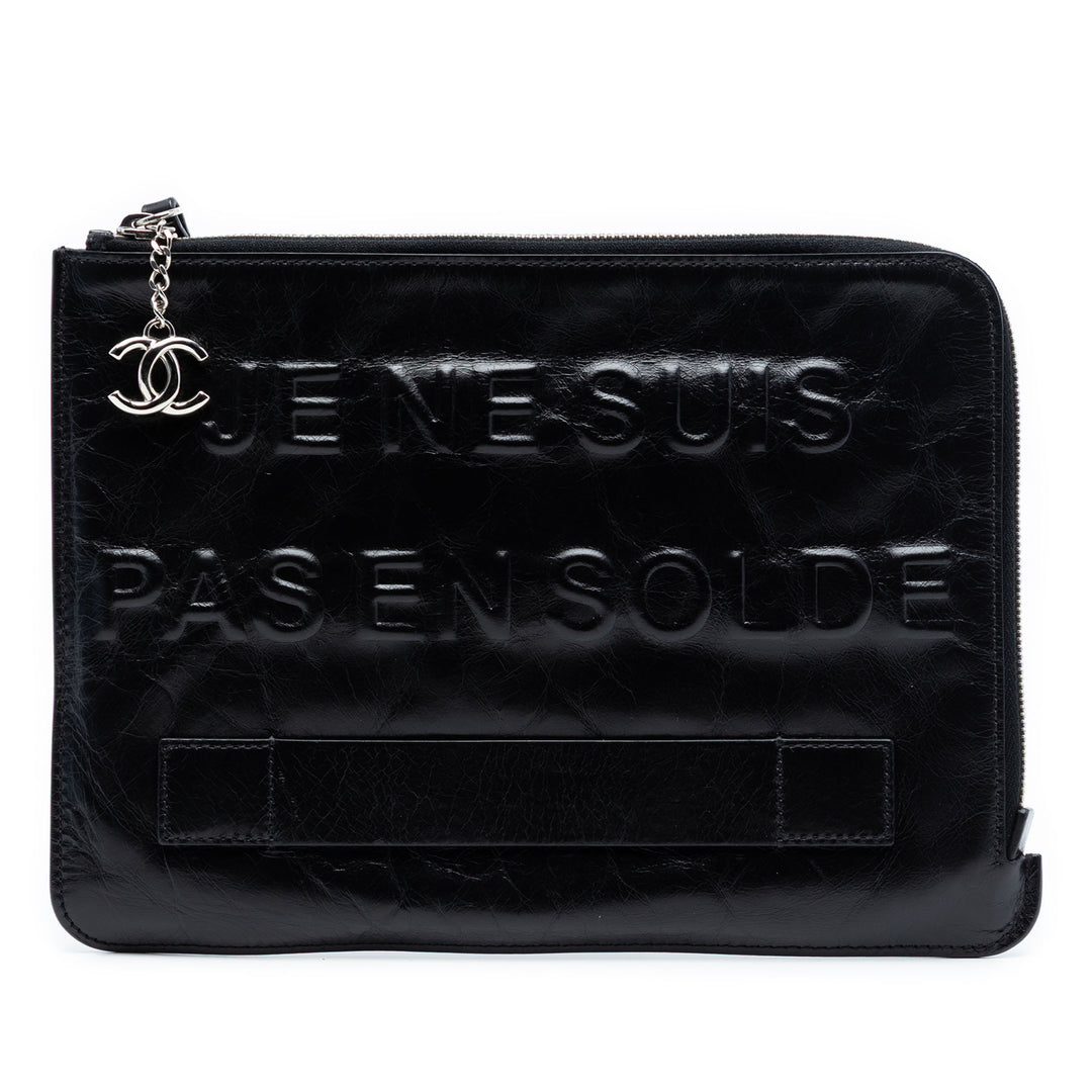 Chanel Distressed Je Ne Suis Pas En Solde Pochette Cuir de veau vieilli