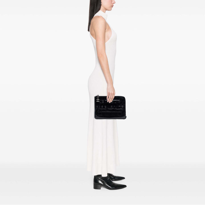 Chanel Distressed Je Ne Suis Pas En Solde Pochette Cuir de veau vieilli