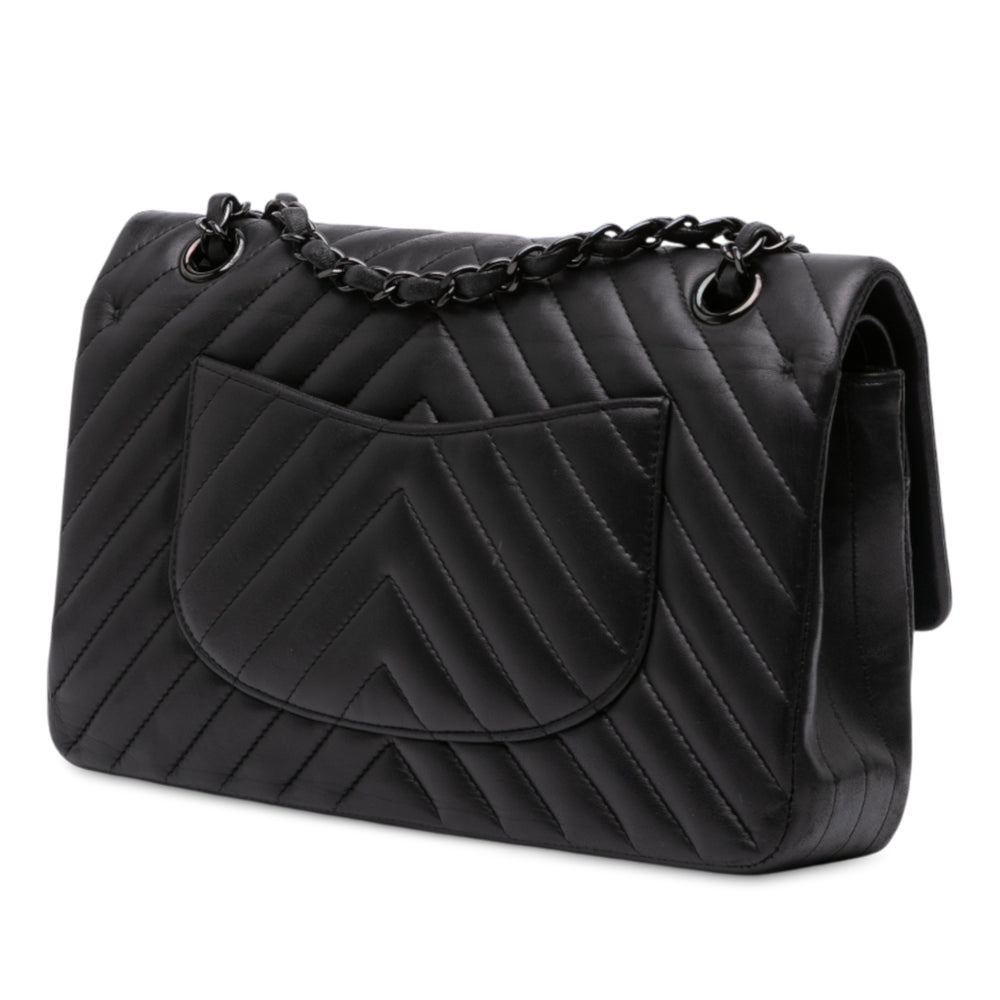 Chanel Medium Classic Chevron Cuir d’agneau Double rabat Noir – GABY PARIS Authentique