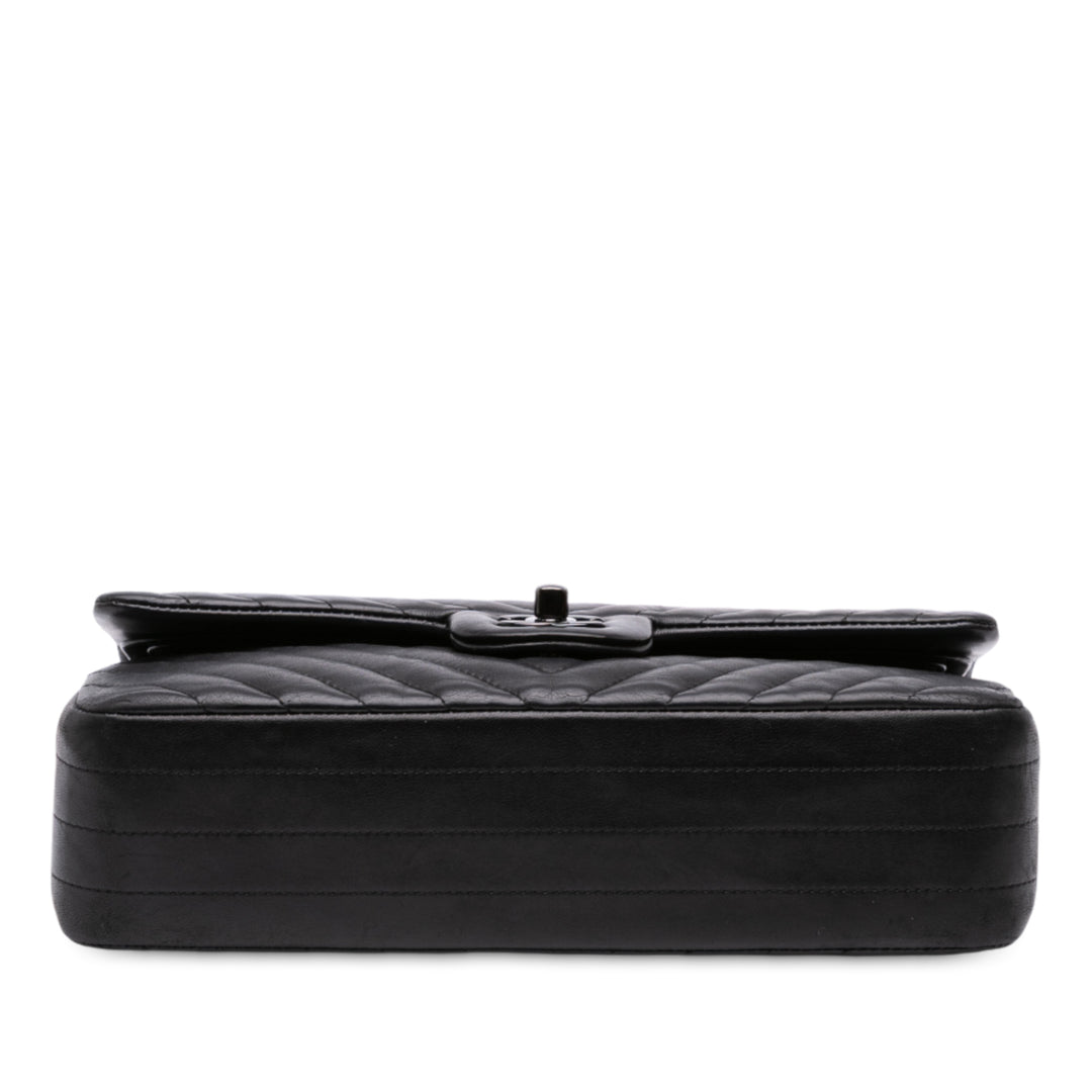 Chanel Medium Classic Chevron Cuir d’agneau Double rabat Noir – GABY PARIS Authentique