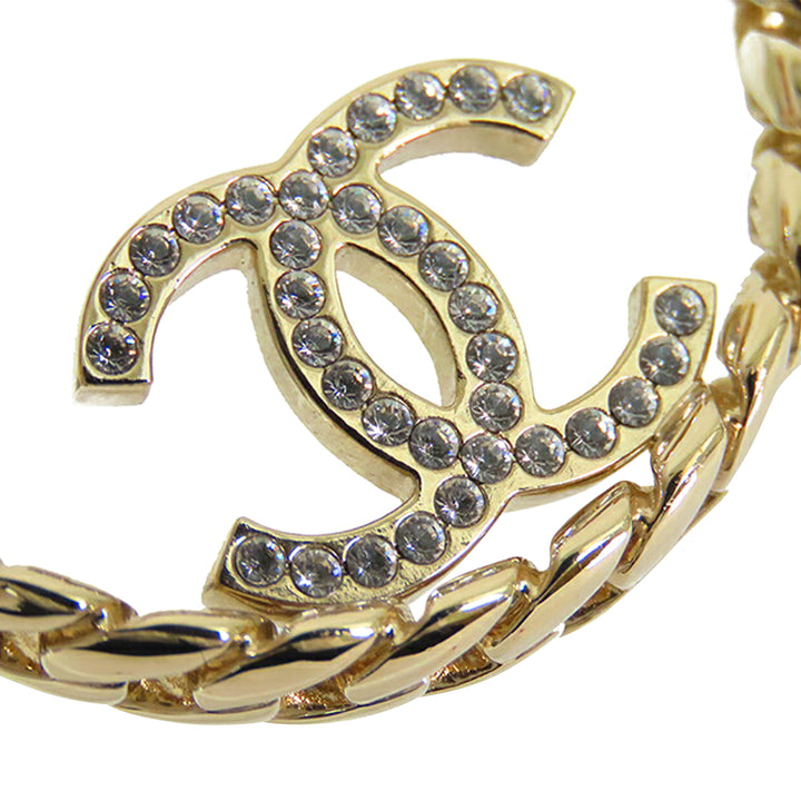 Chanel CC plaqué Cristal Chain Hoop Boucle d’oreilles