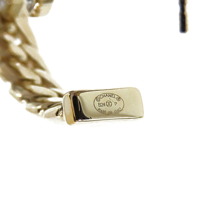 Chanel CC plaqué Cristal Chain Hoop Boucle d’oreilles