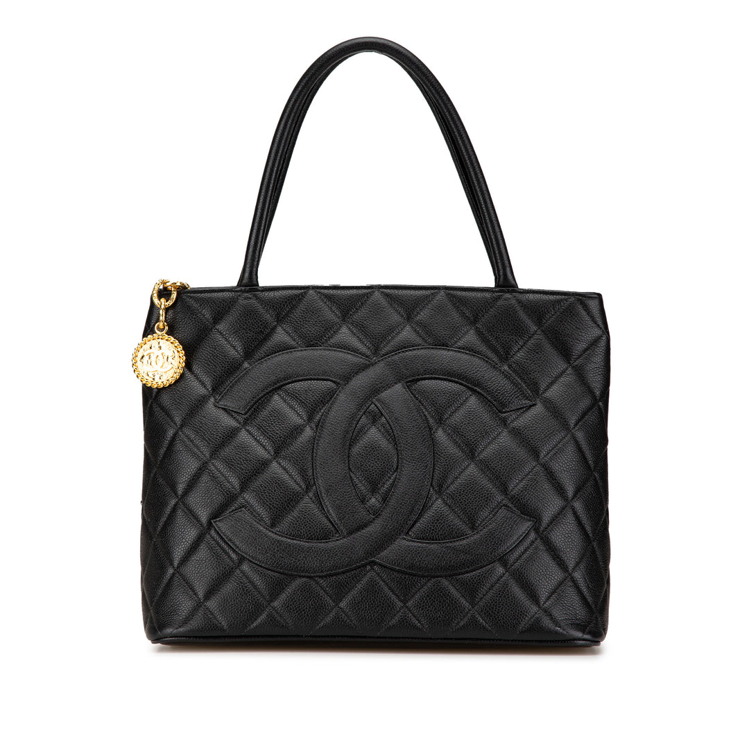 Caviar Medallion Tote Black - Gaby Paris