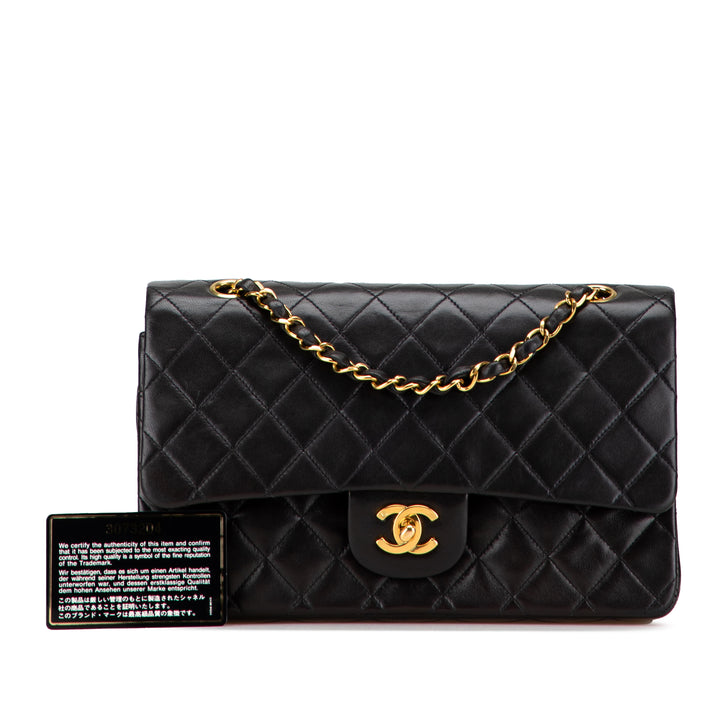 Chanel Medium Classic Cuir d’agneau Double rabat Noir