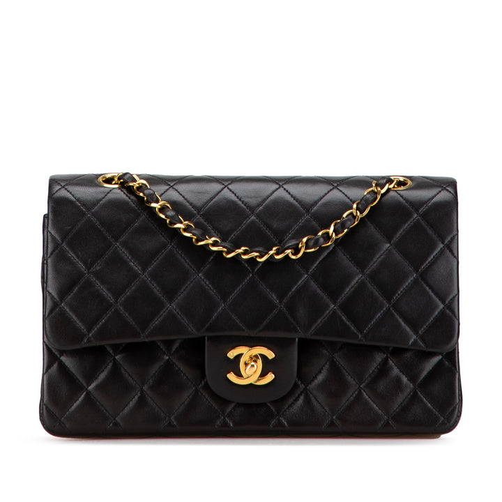Chanel Medium Classic Cuir d’agneau Double rabat Noir