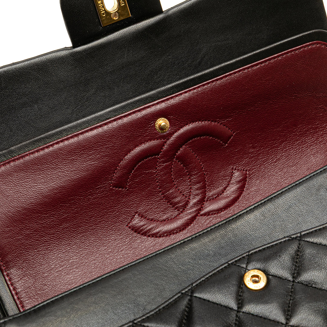 Chanel Medium Classic Cuir d’agneau Double rabat Noir
