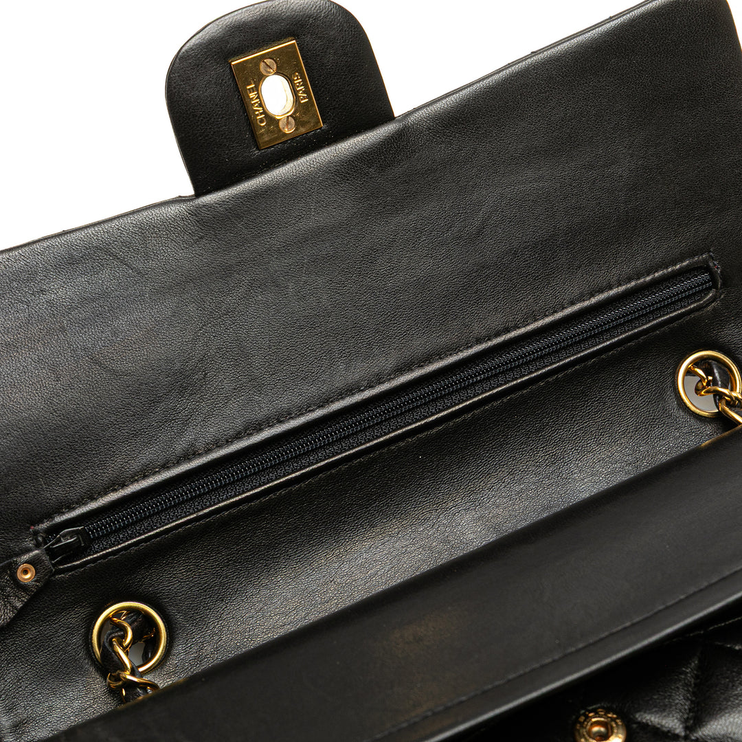 Chanel Medium Classic Cuir d’agneau Double rabat Noir