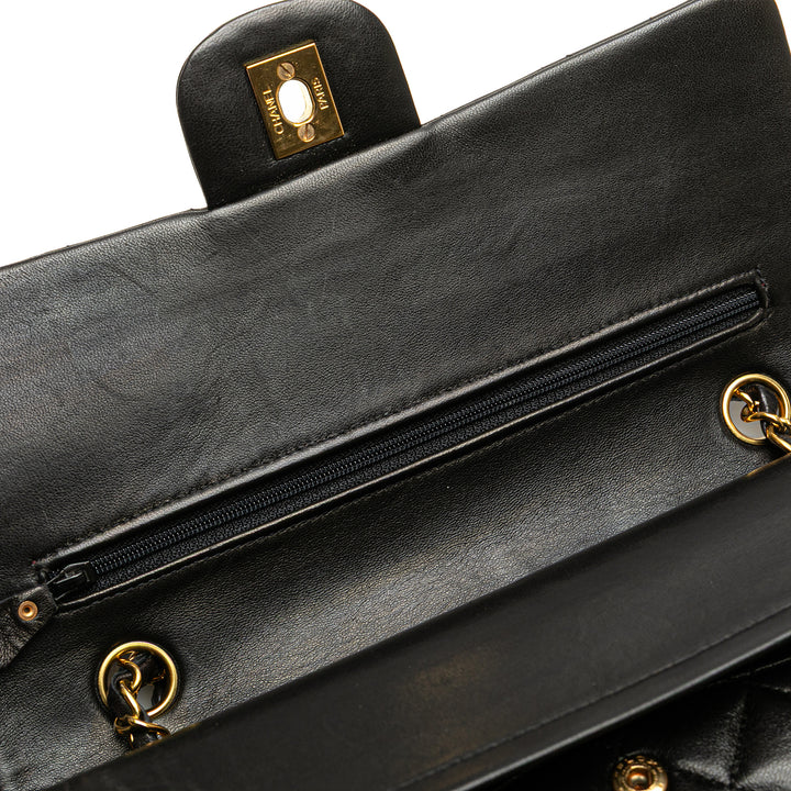 Chanel Medium Classic Cuir d’agneau Double rabat Noir