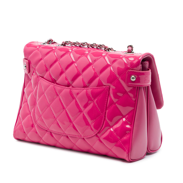 Chanel Large CC Matelassé Cuir verni Double Compartment à rabat