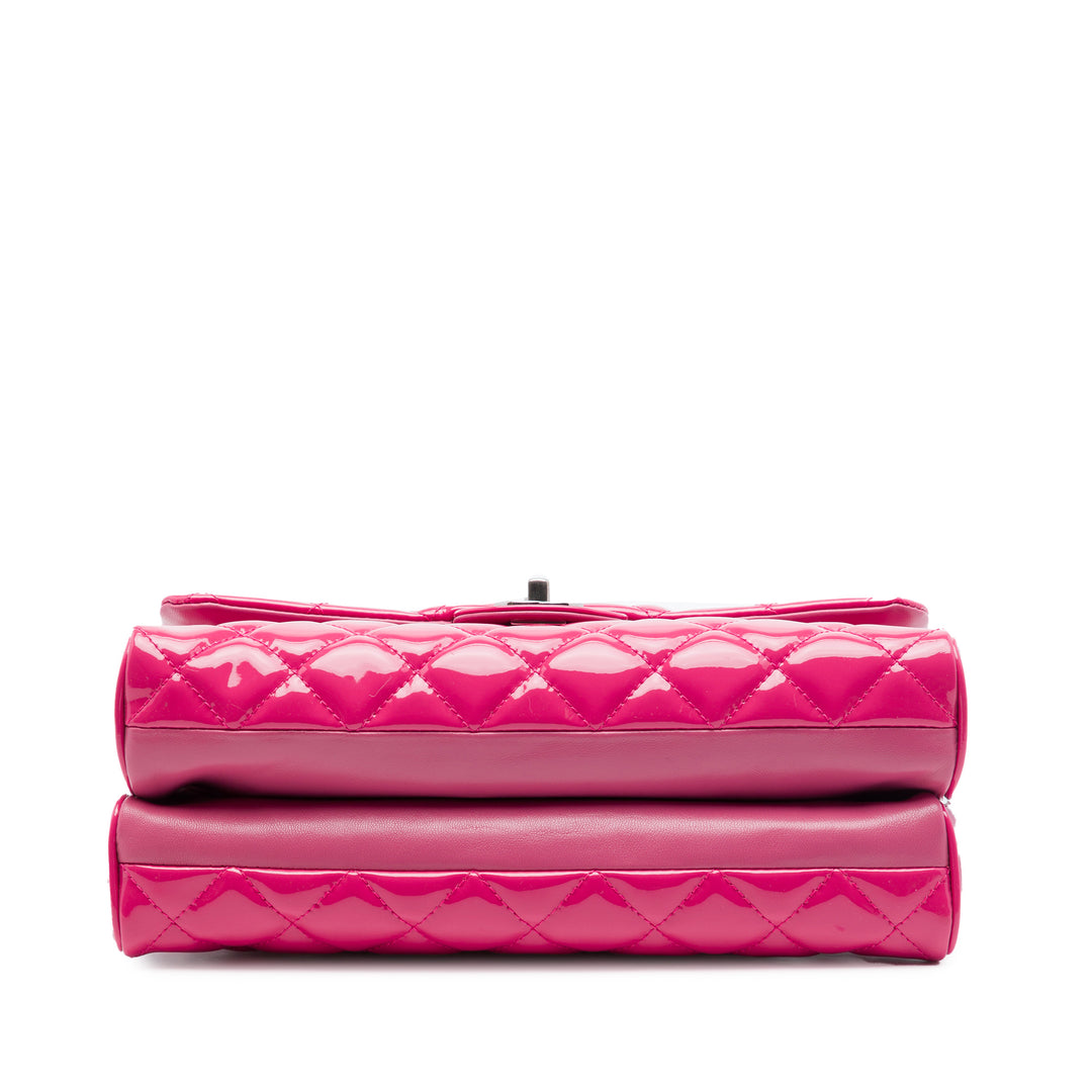 Chanel Large CC Matelassé Cuir verni Double Compartment à rabat